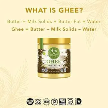 4th & Heart Vanilla Bean Grass-Fed Ghee, Clarified Butter, Keto, Pasture Raised, Non-GMO, Lactose And Casein Free, Certified Paleo (16 Ounces)