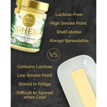 4th & Heart Vanilla Bean Grass-Fed Ghee, Clarified Butter, Keto, Pasture Raised, Non-GMO, Lactose And Casein Free, Certified Paleo (16 Ounces)