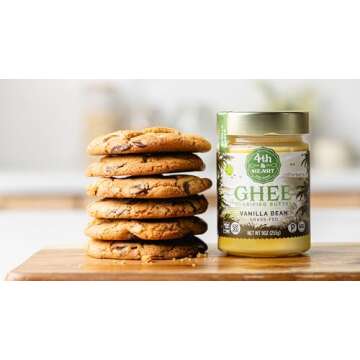 4th & Heart Vanilla Bean Grass-Fed Ghee, Clarified Butter, Keto, Pasture Raised, Non-GMO, Lactose And Casein Free, Certified Paleo (16 Ounces)