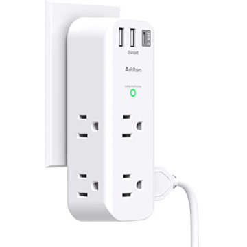 Surge Protector - Outlet Extender with Rotating and Multi Plug with 6 AC 3 USB Ports (1 USB C), 3-Si...