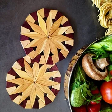 Natural Wood Trivets Set - Sturdy 7-inch Hot Pads