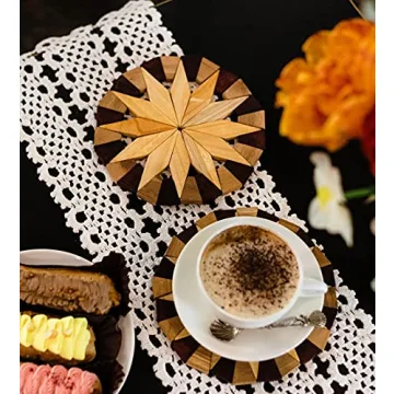 Natural Wood Trivets Set - Sturdy 7-inch Hot Pads