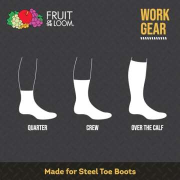 Fruit of the Loom Men's Work Gear Crew Socks 10 Pack