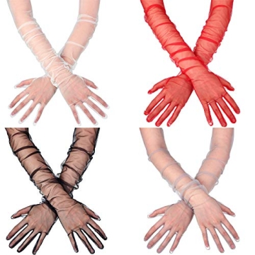 SATINIOR 4 Pairs Elegant Long Sheer Gloves for Women - Perfect for Parties & Weddings