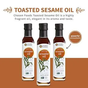 Chosen Foods Toasted Sesame Oil 8.4 oz., Non-GMO, for Salads, Dressings, Marinades, Asian Cooking and Recipes