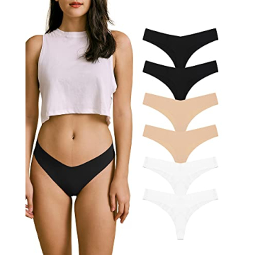 SHARICCA Seamless Thong No Show 6 Pack Women Underwear