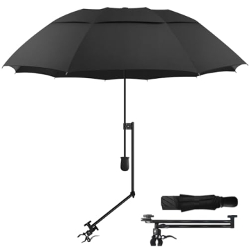 HOBVO UPF 50+ Golf Umbrella with Adjustable Clamp - Portable Sun Protection