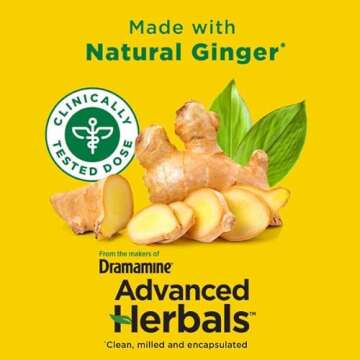 Dramamine Motion Sickness Relief, Non-Drowsy, Naturals with Ginger, 18 Ct. (Pack of 2)
