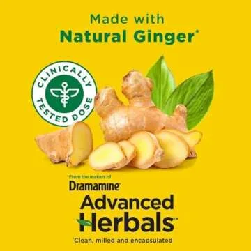 Dramamine Motion Sickness Relief, Non-Drowsy, Naturals with Ginger, 18 Ct. (Pack of 2)