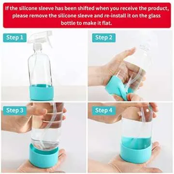 HOMBYS 16 Oz Clear Glass Spray Bottles with Silicone Sleeve,Empty Boston Bottle Spray Bottle with Adjustable Nozzle,Refillable Container for Cleaning, Essential Oils, Hair, Plants