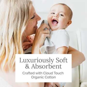 Natemia Organic Baby Washcloths - 10"x10" Baby Washcloths for Newborn, Pack of 6 Soft Organic Cotton Baby Towels, Baby Girl Washcloths, Wash Cloths for Babies, Organic Cotton Washcloths