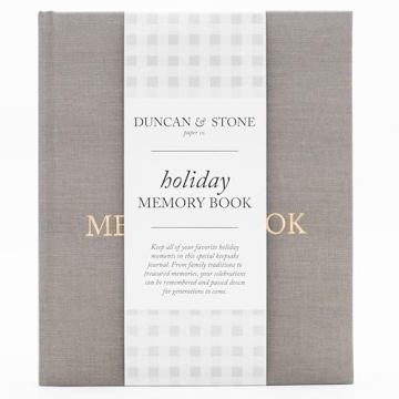 Holiday Memory Book (Taupe, 105 Pages) - Linen Scrapbook Album for Thanksgiving & Christmas Memories...