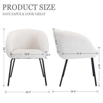 DUOMAY Modern Faux Fur White Barrel Dining Chair, Upholstered Accent Side Chair Makeup Vanity Chair ...