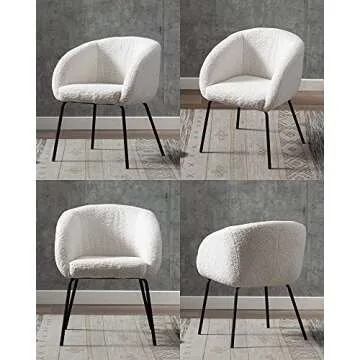 Modern Faux Fur Barrel Chair Perfect for Dining & Vanity