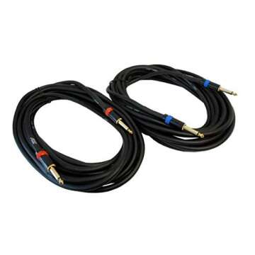 Audio2000'S ADC99100 2-Pack 1/4 Inch TS to 1/4 Inch TS Loud Speaker Cables, 25 Feet