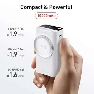 iWALK Portable Charger 10000mAh, 30W Fast Charging Power Bank with Built-in 2.3ft USB-C Retractable Cable, Battery Pack with 3 Outputs, Compatible with iPhone 16/15, Samsung, Android,iPad