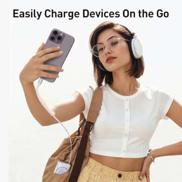 iWALK Portable Charger 10000mAh, 30W Fast Charging Power Bank with Built-in 2.3ft USB-C Retractable Cable, Battery Pack with 3 Outputs, Compatible with iPhone 16/15, Samsung, Android,iPad