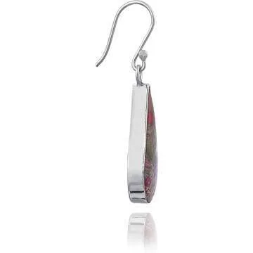 Pressed Flower Teardrop Earrings in Sterling Silver
