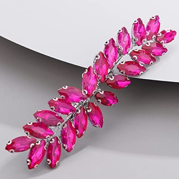 BERYUAN Rose red Color Crystal Hair Clip for Women and Girls Crystals Hair Clip Prom Party Hair Piec...