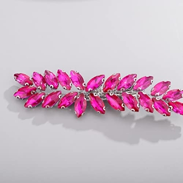 Elegant BERYUAN Rose Red Crystal Hair Clip for Weddings