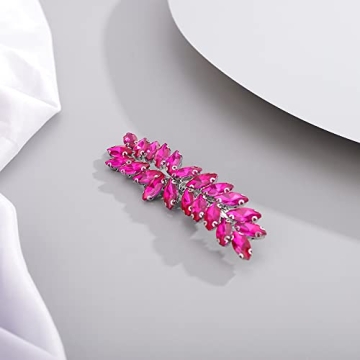 Elegant BERYUAN Rose Red Crystal Hair Clip for Weddings