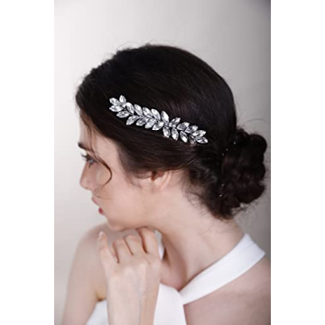 Elegant BERYUAN Rose Red Crystal Hair Clip for Weddings