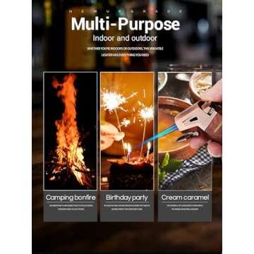 Butane Torch Lighter with V Cutter, Windproof Jet Flame Lighter Torch Refill, Adjustable Refillable Butane Lighter Gifts for Men, with Fuel Window, Butane not Include