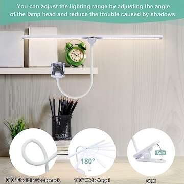 deaunbr LED Reading Light with Clip, Desk Lamp 48 LEDs 2600mAh Battery USB Rechargeable Book Lights ...