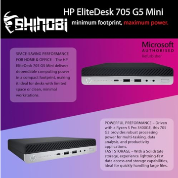 HP EliteDesk 705 G5 Mini PC | AMD Ryzen 5 PRO 3400GE | 1TB NVME | 32GB RAM