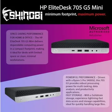 HP EliteDesk 705 G5 Mini PC | AMD Ryzen 5 PRO 3400GE | 1TB NVME | 32GB RAM