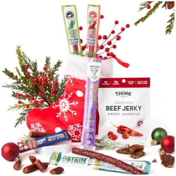 Jerky Prefilled Stocking Stuffer for Adults: Unique Christmas Gifts for Men, Dad - Exotic Beef Jerky...
