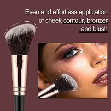 Anmor Contour and Highlighter Brush Set, Premium 2PCs Blush Bronzer Face Makeup Brush Kit, Perfect for Cheek Nose Blending Contouring