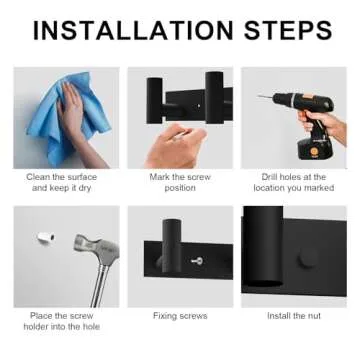 VAEHOLD Black Wall Mount Rack 5 Hooks Stylish Organizer