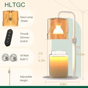 HLTGC Adjustable Candle Warmer Lamp with Timer & Dimmer