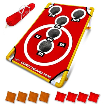 SWOOC Games Coney Island Toss Arcade Style Cornhole Board Set with 15+ Games