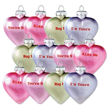 Pastel Glass Ornaments for Valentines and Holidays - 12-Piece Set