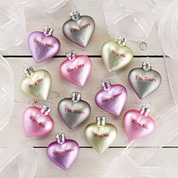 Pastel Glass Ornaments for Valentines and Holidays - 12-Piece Set