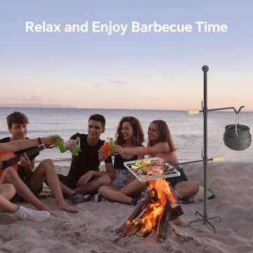 Mr IRONSTONE Campfire Grill Grate: Heavy Duty Steel Cooking Equipment for Outdoor BBQ