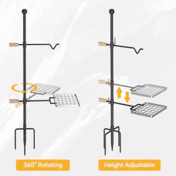 Mr IRONSTONE Campfire Grill for Outdoor Cooking