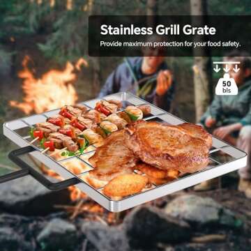 Mr IRONSTONE Campfire Grill for Outdoor Cooking