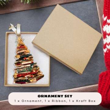 Book Ornaments for Christmas Tree, Book Lover Christmas Ornaments - Gifts for Book Lovers, Book Lovers Gifts - Book Ornament, Book Lover Ornament, Librarian Ornament - Acrylic Christmas Ornaments