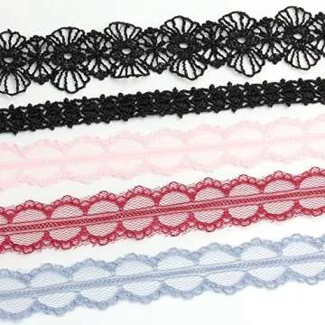 MILAKOO Lace Choker Set for Women 10Pcs Assorted Colorful Boho Necklace Tattoo Flower Ribbon Chokers