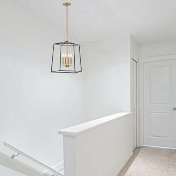 Kira Home Bellevue 18" 4-Light Modern Farmhouse Lantern Pendant Light, Adjustable Foyer Chandelier, Warm Brass Accents + Black Finish