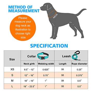 Ladoogo Reflective Dog Collar with Bonus Leash - Comfortable & Durable