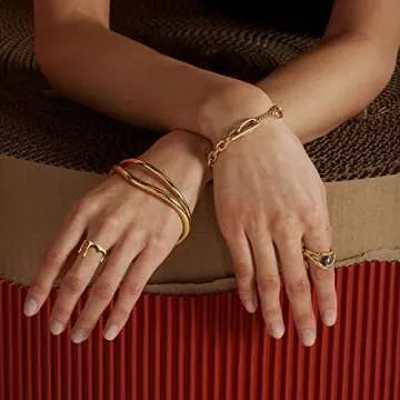 Joliernelle Gold Dripping Minimalist Band Ring for Women