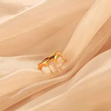 Joliernelle Gold Dripping Minimalist Band Ring for Women