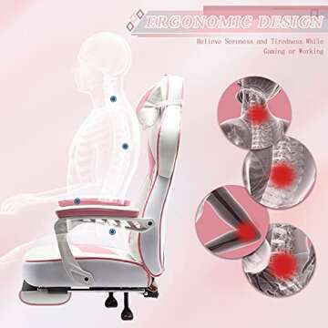 Bonzy Home Gaming Chair, Ergonomic Pink PU Leather Recliner