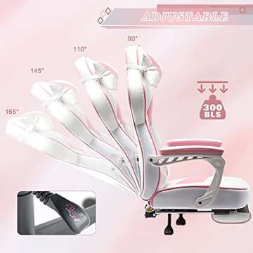 Bonzy Home Gaming Chair, Ergonomic Pink PU Leather Recliner