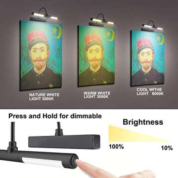 LUXSWAY Picture Lights for Paintings,Rechargeable Battery Wireless Art Light with Remote Control,Dim...