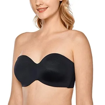 DELIMIRA Women's Strapless Bra Unlined Underwire Minimizer Plus Size Support Black 38DD
